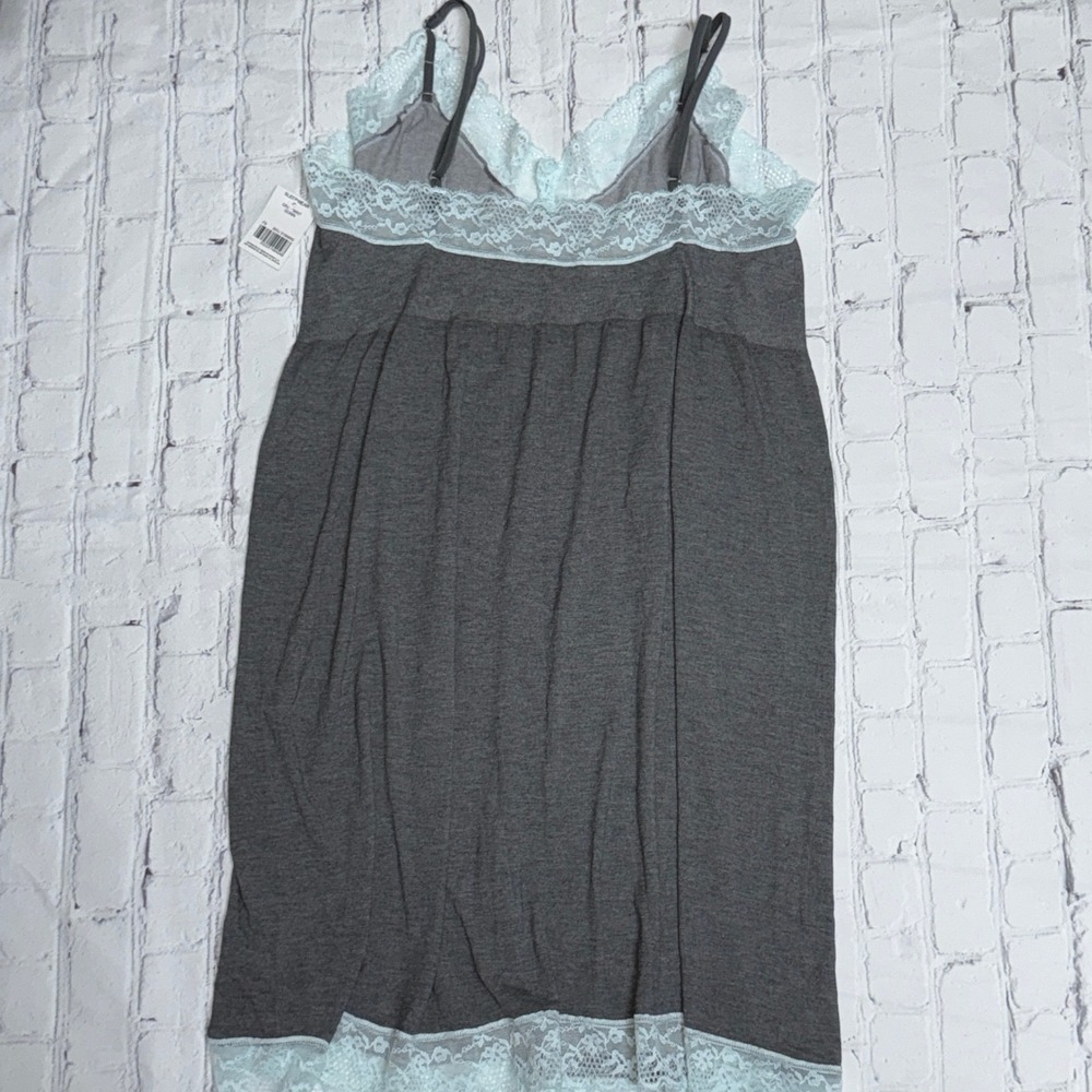 Just Be Women's 1X Gray Knit Lace Trim Sleeveless Nightgown Sleep Dress NWT - Picture 4 of 4